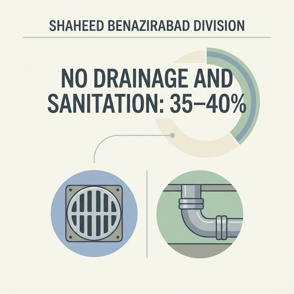 No drainage and sanitation — 35–40%
