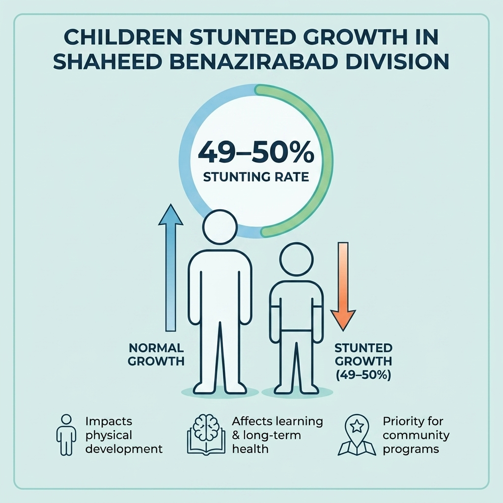 Children stunted growth — 49–50%