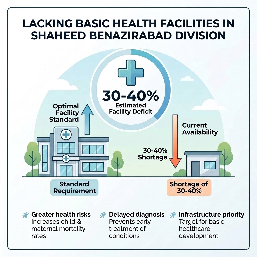 Lacking basic health facilities — 30–40%